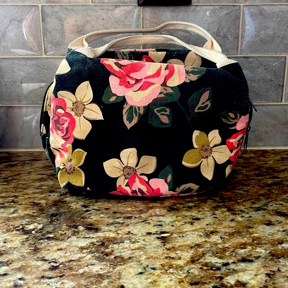 Floral and Black Lunch bag